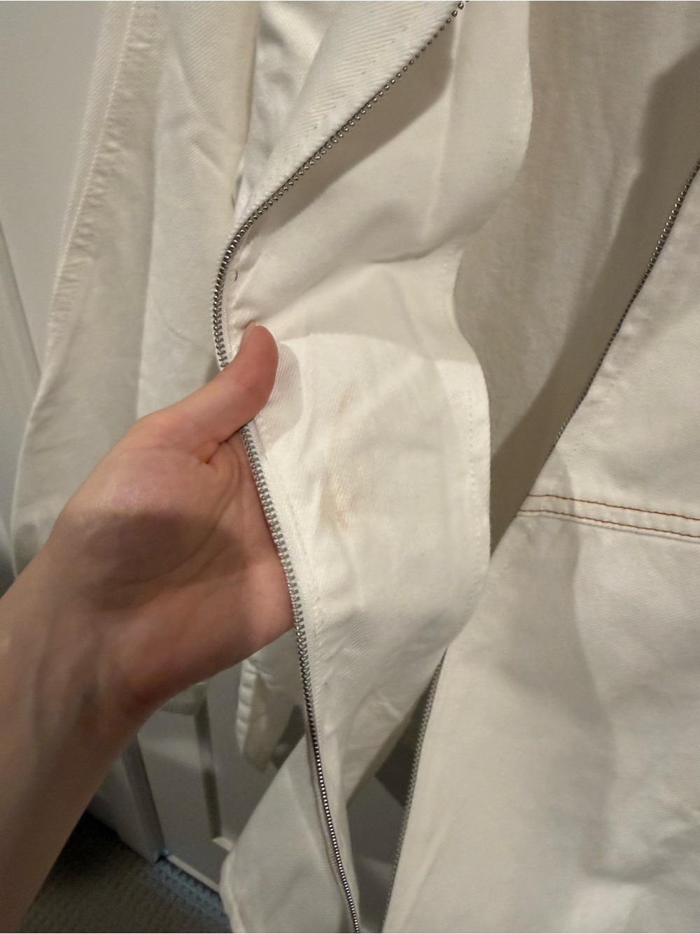 Gap x Victoria Beckham Denim Zip Shirt in White, size M - Picture 7 of 8